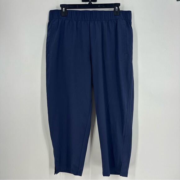 TALBOTS Pull On Navy Cropped Joggers Comfort Travel Pants Sz L Petite - Picture 1 of 6